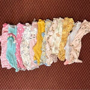 0-3 Month Assorted Cotton Baby Pajamas - Set of 12